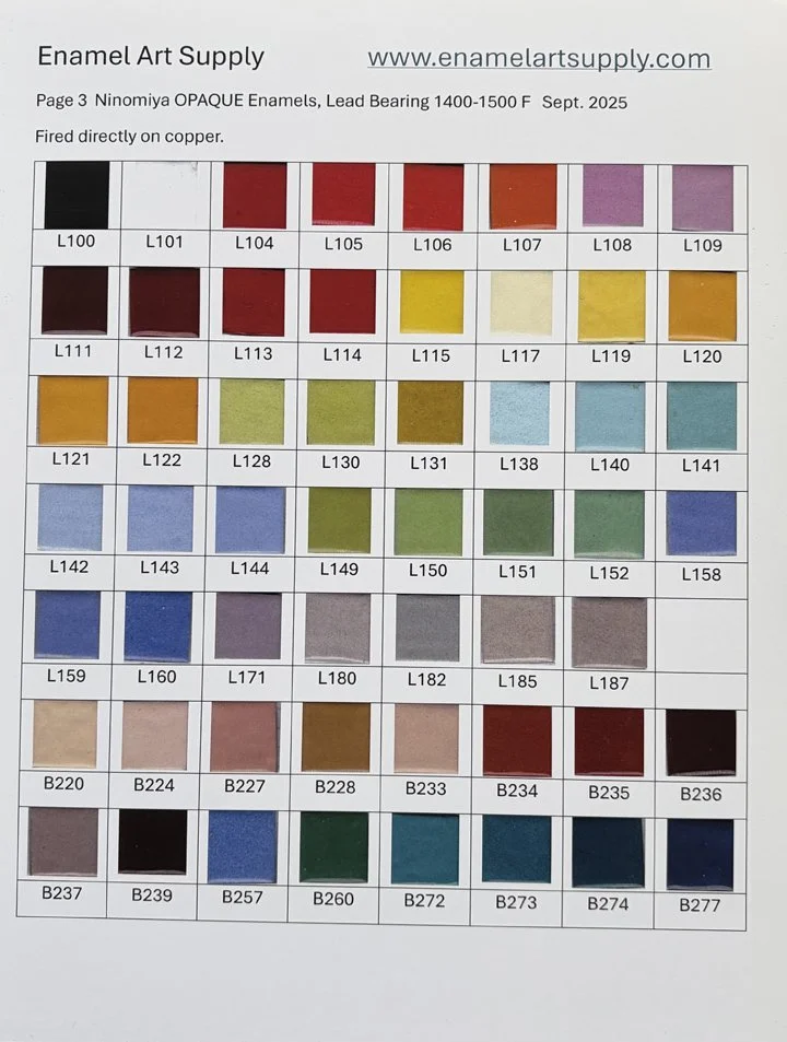 Color Charts — Enamel Art Supply